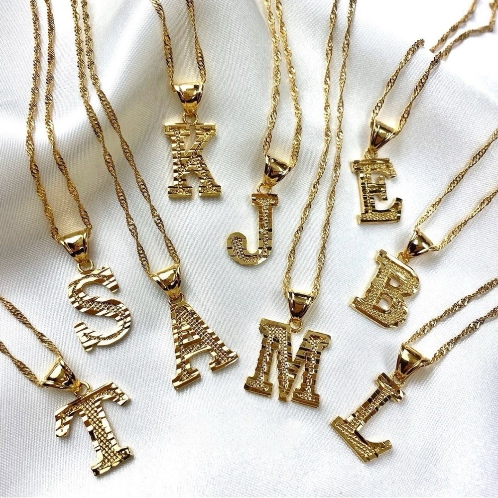 Gold Initial Pendant Necklaces 18inch (choose your initial )